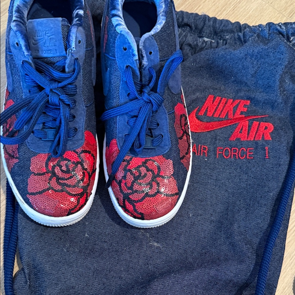 Nike Women’s Floral Sneakers - Red and Blue